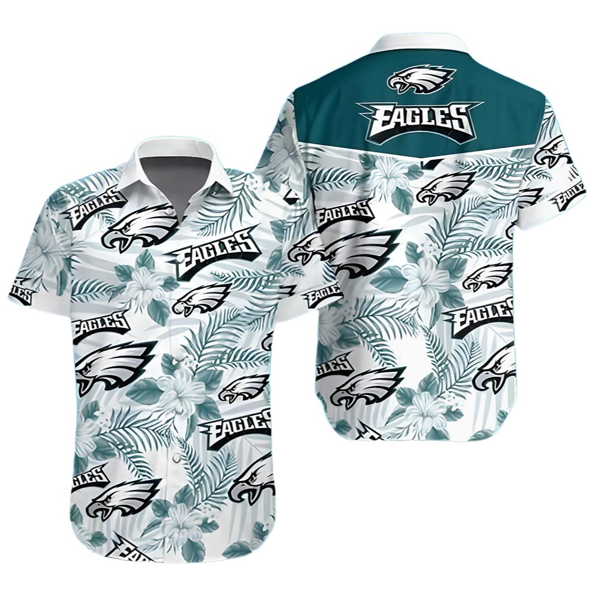 NFL Philadelphia Eagles Shirt Mens Hibiscus Flower Pattern 0 0