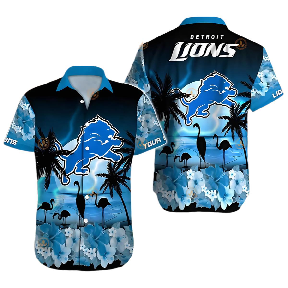 Nfl Detroit Lions Aloha Shirt Coconut Tree Pattern 0 0