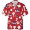 Philadelphia Phillies Hawaiian Shirt Red Floral Pattern 0 0