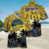 MLB Milwaukee Brewers Hawaiian Shirt Palm Tree Pattern Hawaiian Shirt Hawaiian Shirt